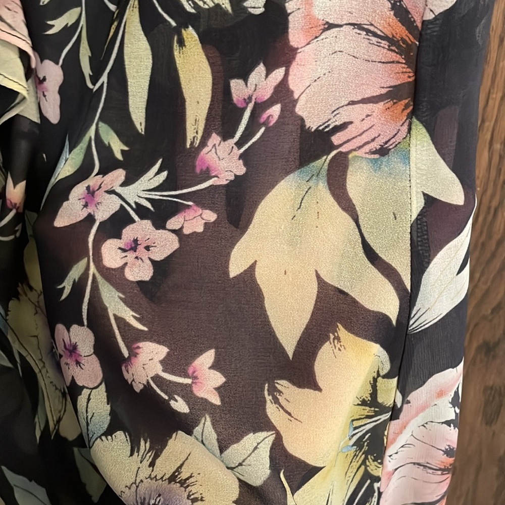 Cabi #3265 Top OSAKA NIGHTS Floral Ruffle Sleeveless Blouse Sz - Picture 4 of 7
